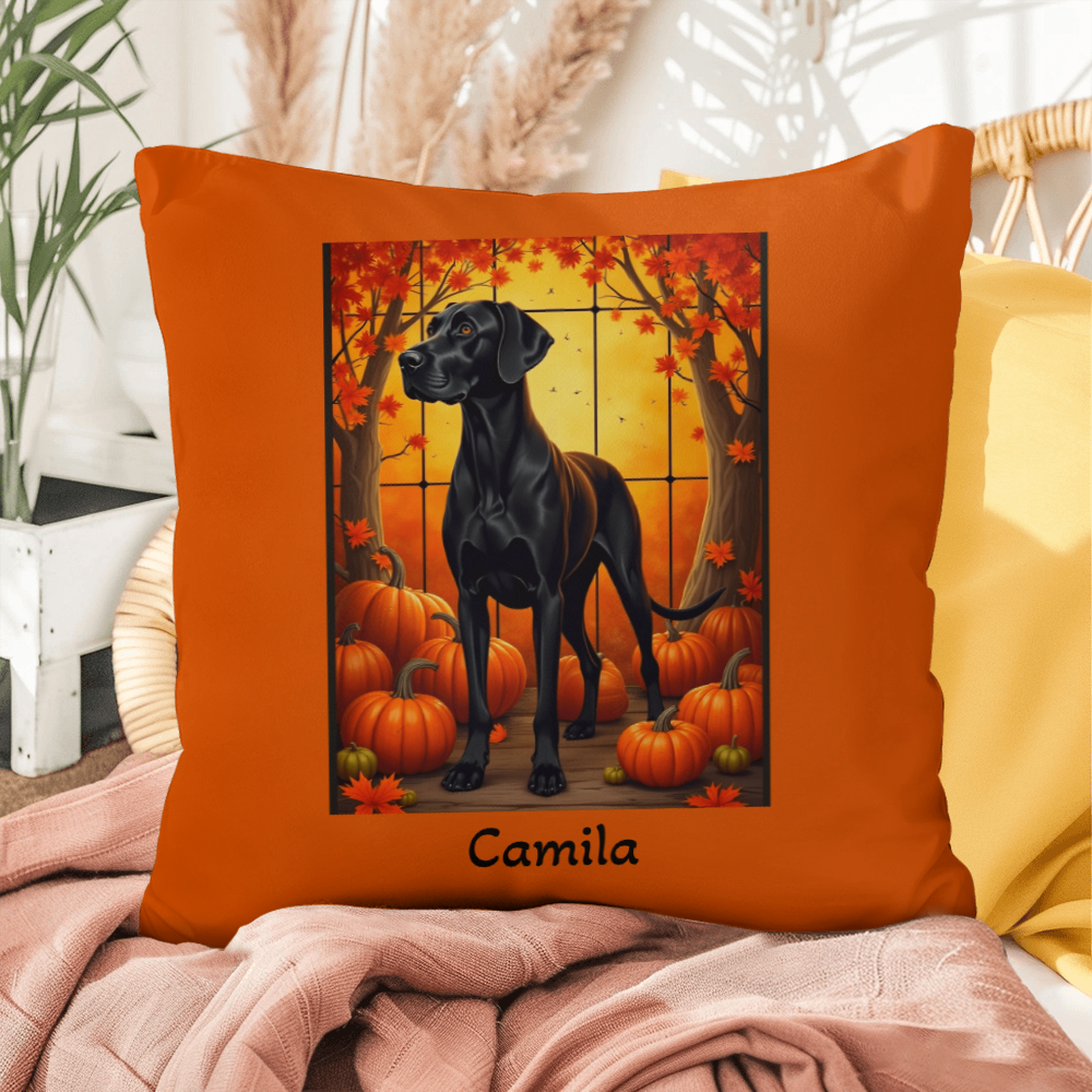 Great Dane (Black) Throw Pillow - Personalized Indoor/Outdoor Dog Cushion, Home Decor Gift