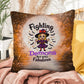 Halloween indoor/outdoor pillow with “Fighting Demons but still” for mental health and resilience