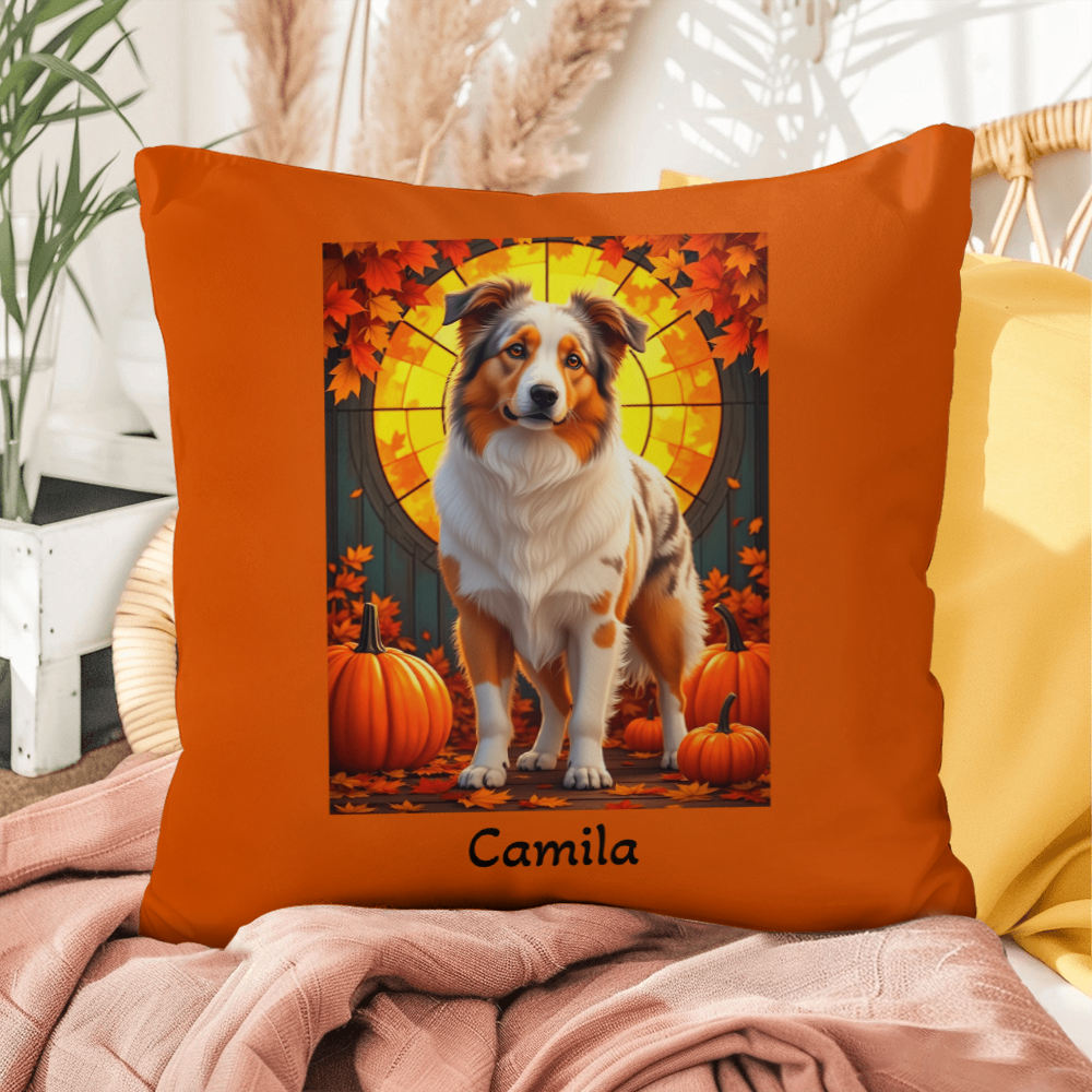 Australian Shepherd Red Merle Coat Pillow, Personalized Indoor Outdoor Dog Cushion, Aussie Gift