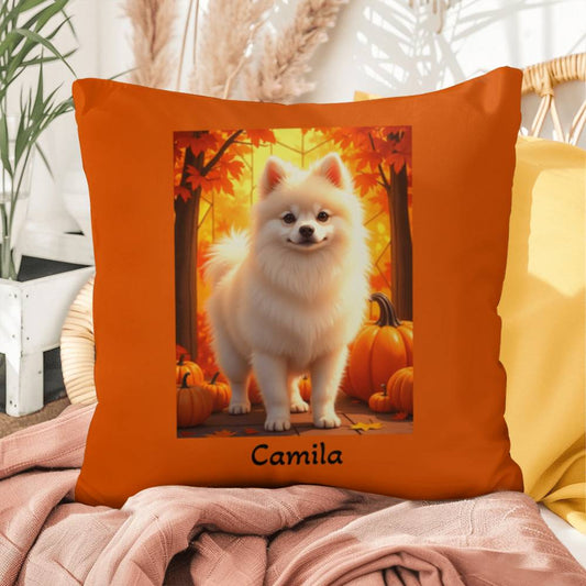 Cream Pomeranian indoor outdoor pillow, personalized dog cushion, cute pet lover gift decor