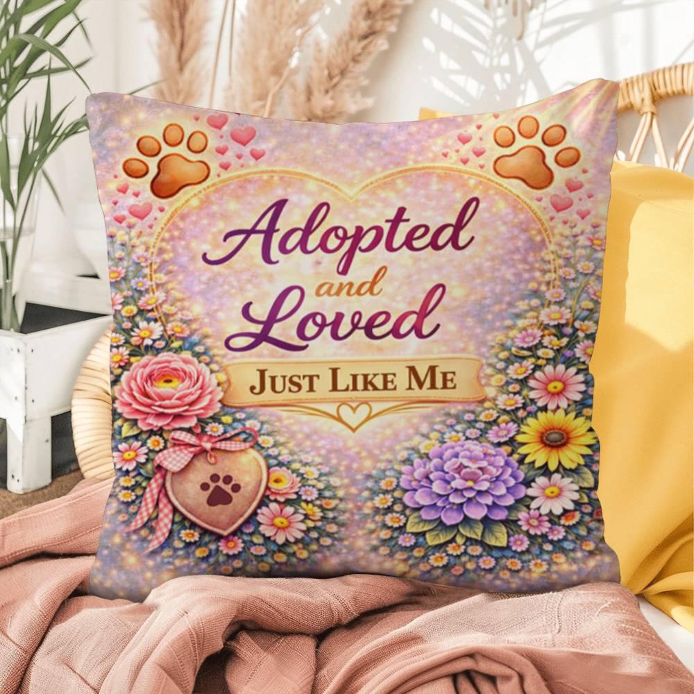 Shop our premium adopted and loved just like me throw pillow from MySisterIsASurvivor.