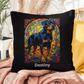 Rottweiler (Black and Rust) Indoor/Outdoor Pillow - Personalized Stained Glass Dog Tribute & Comfort Gift