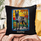 Belgian Malinois (Gray Sable) Indoor/Outdoor Pillow - Personalized Stained Glass Dog Tribute & Comfort Gift