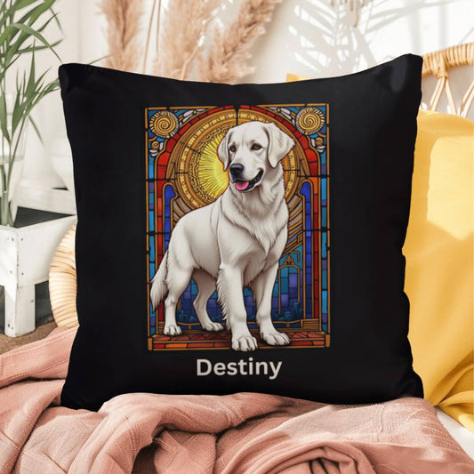White Golden Retriever personalized indoor/outdoor pillow, dog lover home decor gift idea