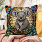 Koala stained glass throw pillow, Australian wildlife decor, indoor outdoor home accent