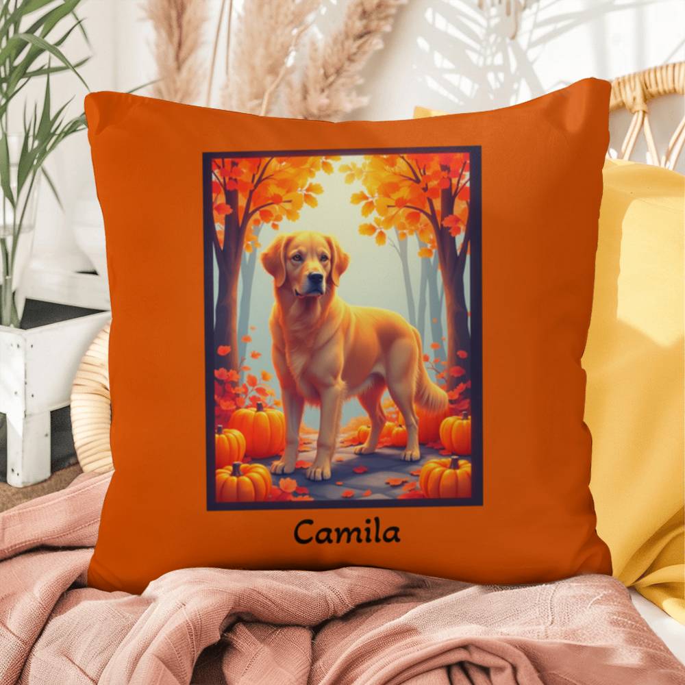 Golden Retriever pillow, custom indoor outdoor dog cushion, water-resistant accent - MySisterIsASurvivor