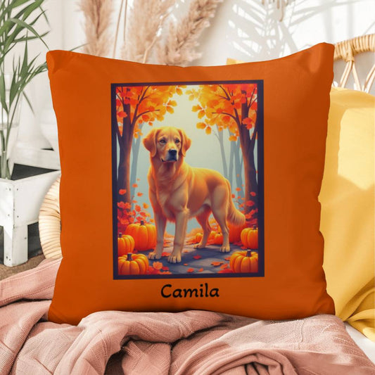 Golden Retriever pillow, custom indoor outdoor dog cushion, water-resistant accent - MySisterIsASurvivor