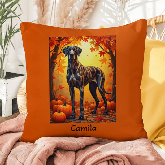 Great Dane Brindle Coat Throw Pillow, Personalized Indoor Outdoor Dog Cushion, Living Room Accent