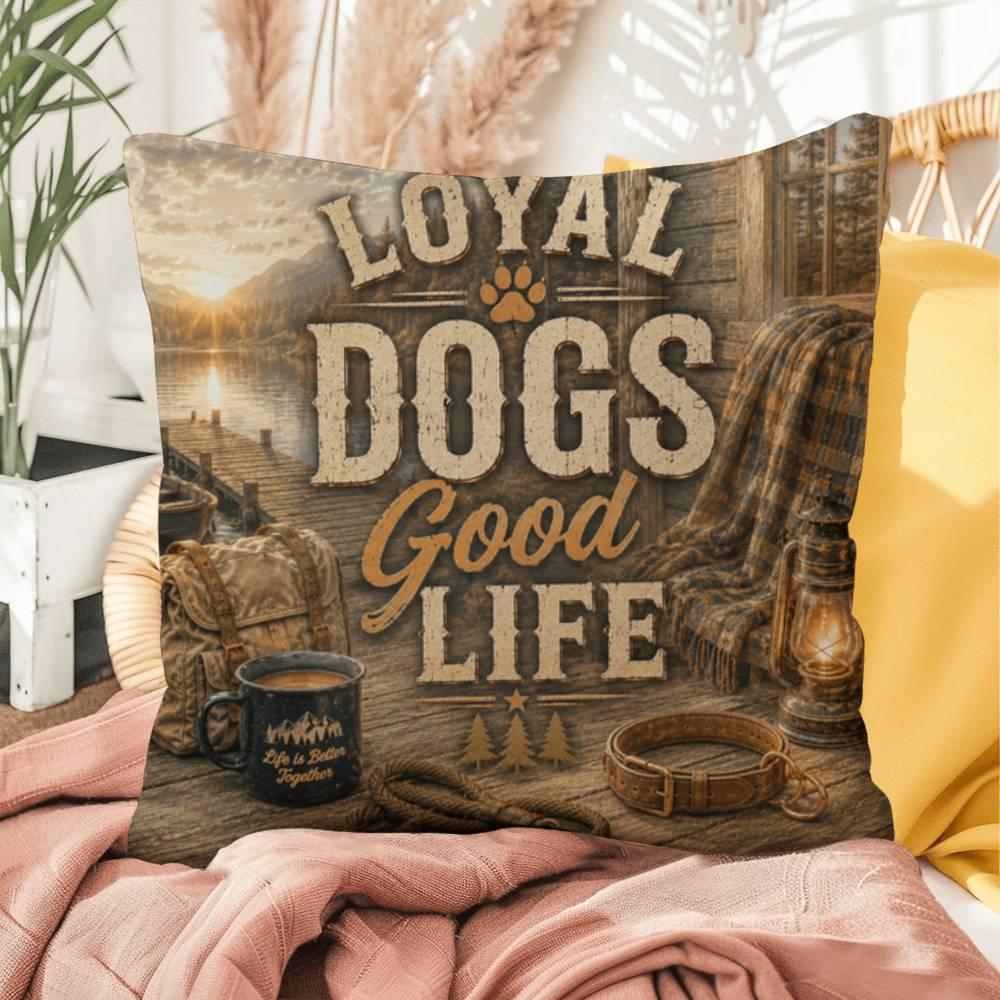 Shop our premium loyal dogs good life throw pillow from MySisterIsASurvivor.