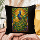 Shop our peacock stained glass style throw pillow featuring the 16" x 16" style option from MySisterIsASurvivor.