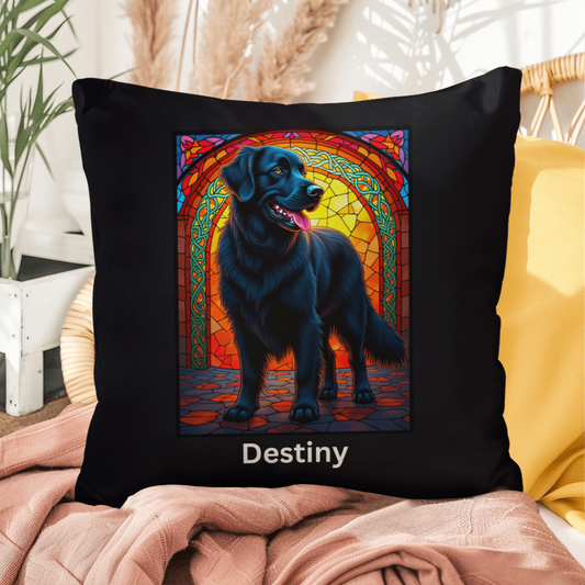 Black Golden Retriever personalized indoor/outdoor pillow, dog lover throw for home or patio decor
