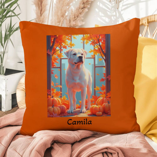 White Rottweiler pillow, personalized indoor outdoor dog cushion, water-resistant Rottie decor - MySisterIsASurvivor