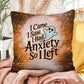 Funny Halloween indoor/outdoor pillow with “I Came. I Saw. I Left.” for seasonal humor