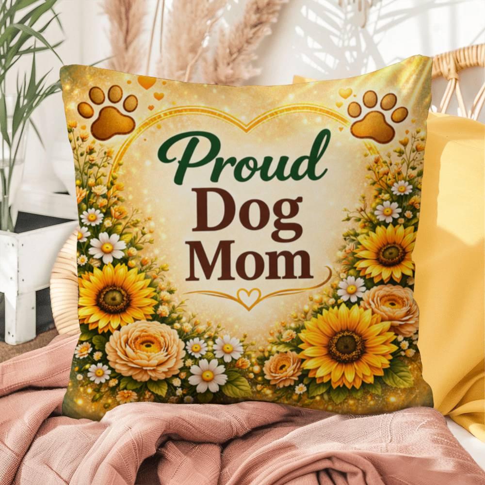 Shop our premium proud dog mom throw pillow from MySisterIsASurvivor.