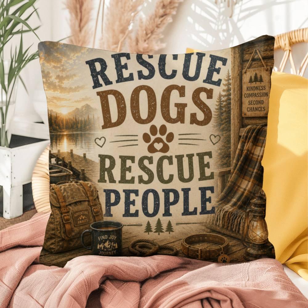 Shop our premium rescue dogs rescue people throw pillow from MySisterIsASurvivor.