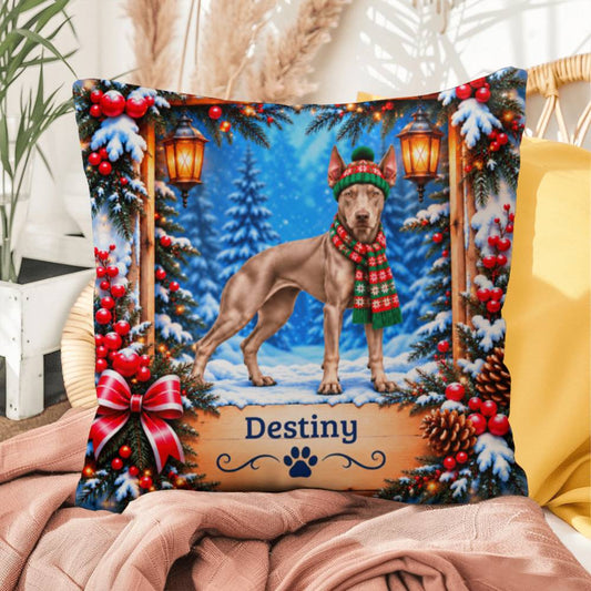 Doberman (Fawn Isabella Coat) - Personalized Throw Pillow, Winter Woodland Gift for Dog Lovers - MySisterIsAsurvor