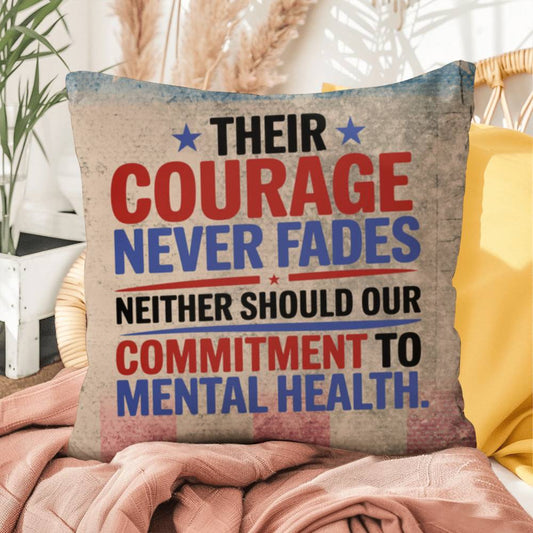 Their Courage Never Fades personalized veteran support pillow with military tribute and PTSD awareness message