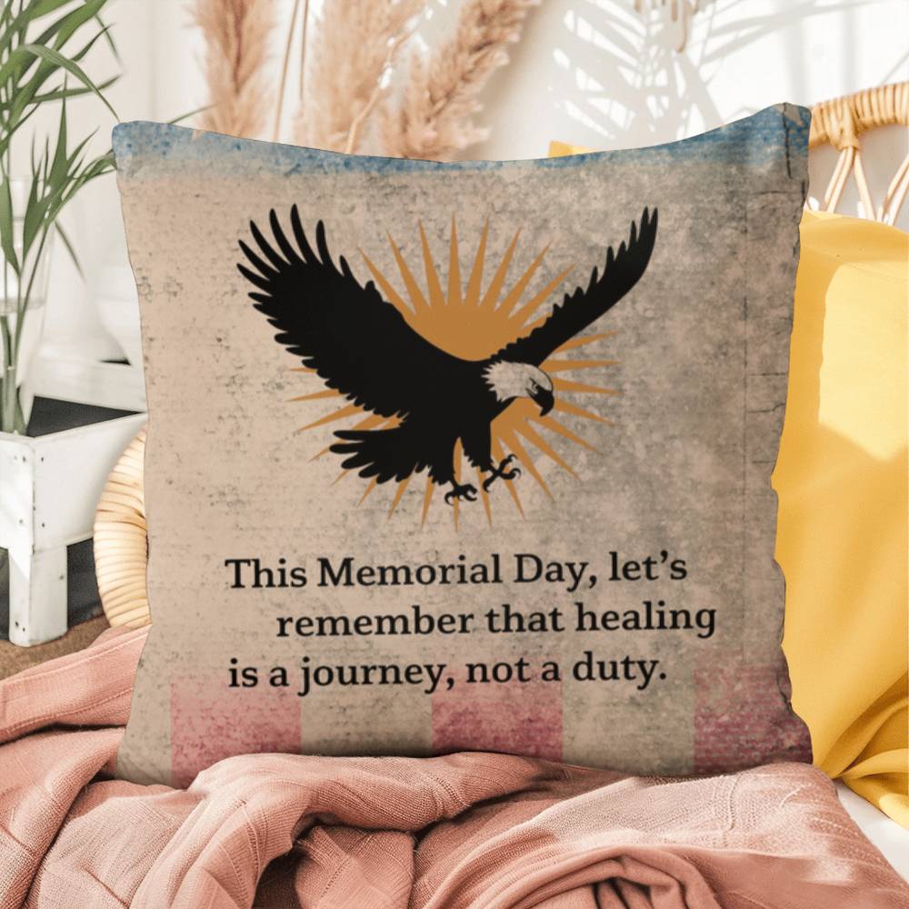 This Memorial Day, Let's Remember Indoor/Outdoor Pillow: Resilient Comfort - Mental Health & Memorial Tribute