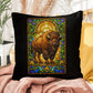 Shop our bison stained glass style throw pillow featuring the 16" x 16" style option from MySisterIsASurvivor.