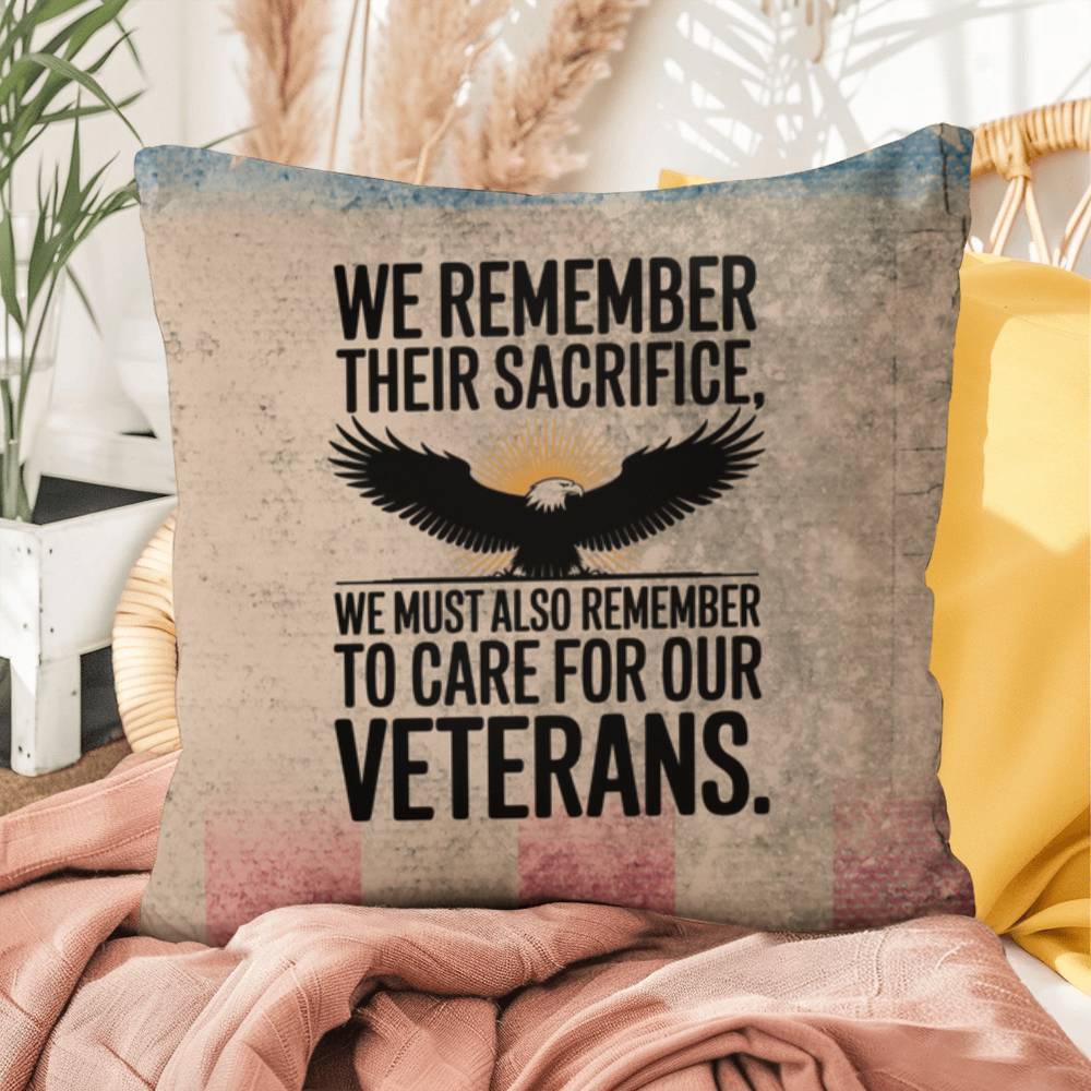 We Remember Their Sacrifice Indoor/Outdoor Pillow: Resilient Comfort - Mental Health & Memorial Tribute