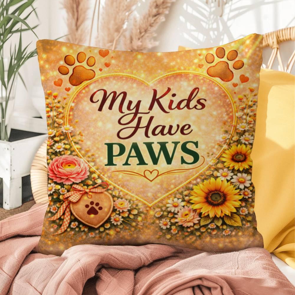 Shop our premium my kids have paws throw pillow from MySisterIsASurvivor.