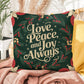 Love, Peace, and Joy Always Throw Pillow - Calm Christmas décor for mindfulness and comfort
