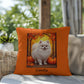 White Pomeranian indoor outdoor pillow, personalized dog cushion, pet lover cozy home accent