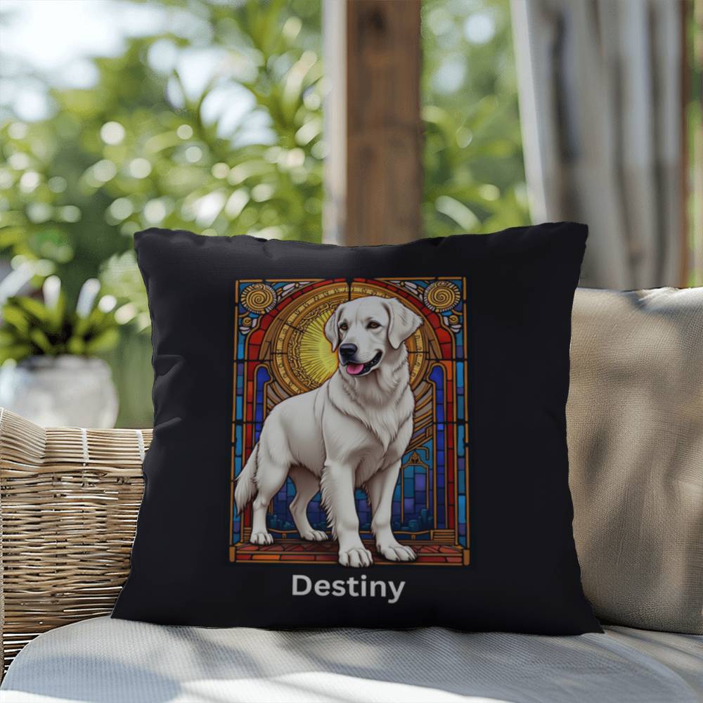 White Golden Retriever personalized indoor/outdoor pillow, dog lover home decor gift idea