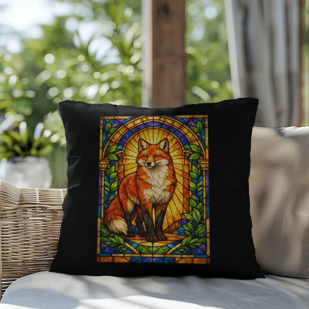 Shop our premium fox stained glass style throw pillow from MySisterIsASurvivor.