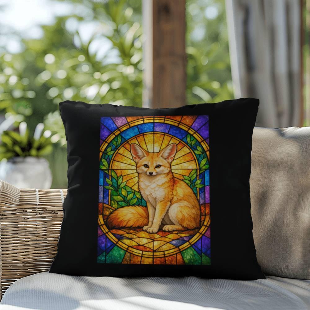 Shop our premium fennec fox stained glass style throw pillow from MySisterIsASurvivor.