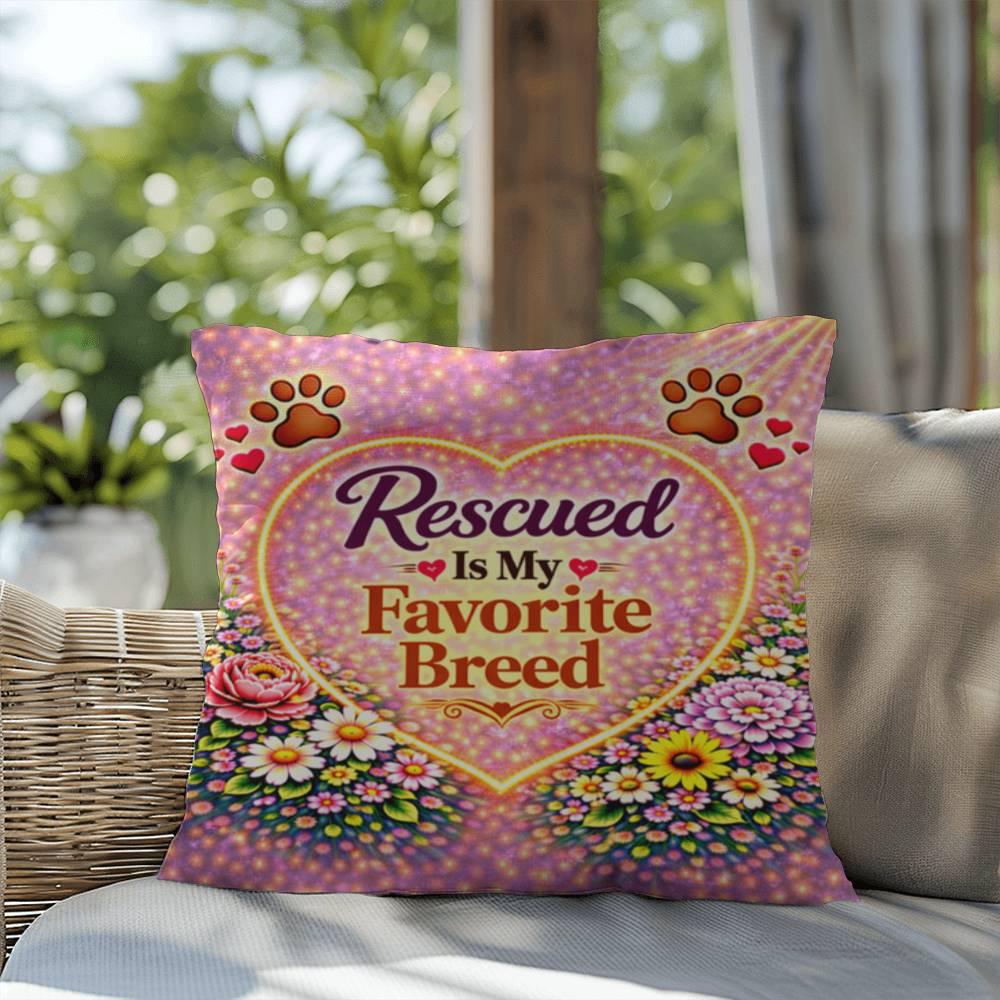 Shop our premium rescued is my favorite breed throw pillow from MySisterIsASurvivor.