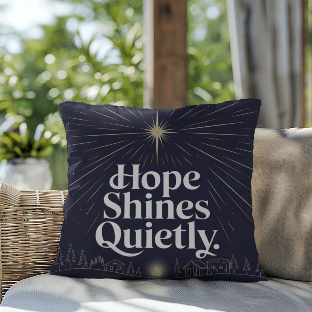 Hope Shines Quietly Throw Pillow - Peaceful Christmas accent for reflection and serenity