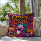 Creepin It Cozy Halloween Throw Pillow - Spooky Stories Pumpkin Spice Good Vibes