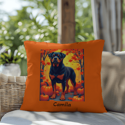 Black and Mahogany Rottweiler pillow, durable indoor outdoor personalized cushion for Rottie fans - MySisterIsASurvivor