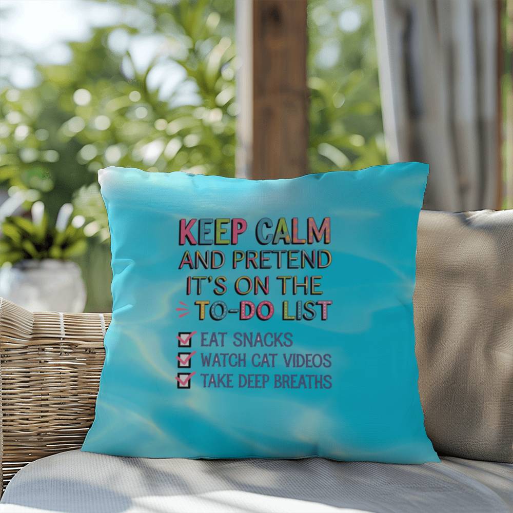 "Keep Calm And Pretend It's On The To-Do List" funny mental health mug, ceramic cup with affirmations for anxiety relief.