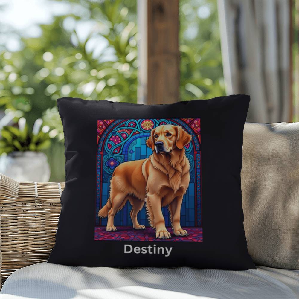 Light Golden Retriever personalized indoor/outdoor pillow, dog lover home or patio throw