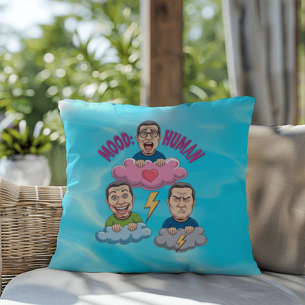 Mood: Human Indoor/Outdoor Pillow -Mental Health Support, Self-Care Decor, Anxiety Relief Throw Cushion