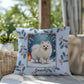 Pomeranian White Pillow - Winter Pomeranian throw pillow, indoor dog accent, cozy home decor