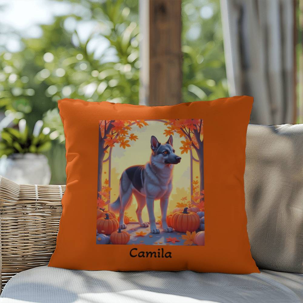 German Shepherd Black & Silver Coat Pillow, Custom Indoor Outdoor Dog Cushion for Dog Lovers