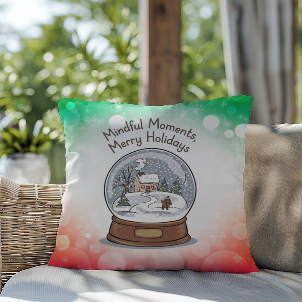 Mindful Moments, Merry Holidays Throw Pillow - Holiday mindfulness decorative Christmas pillow