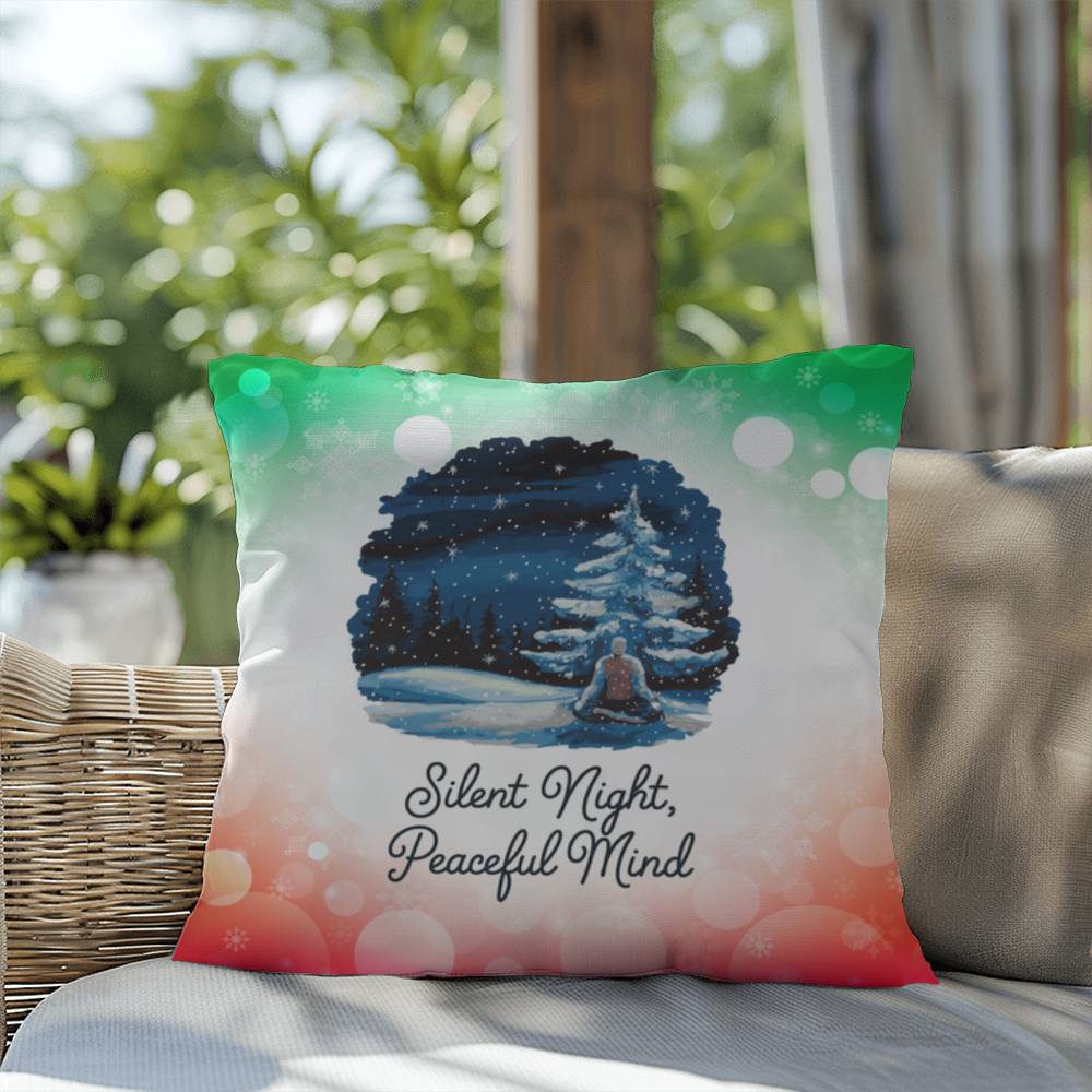 Silent Night, Peaceful Mind Throw Pillow - Christmas serenity cozy decorative throw pillow