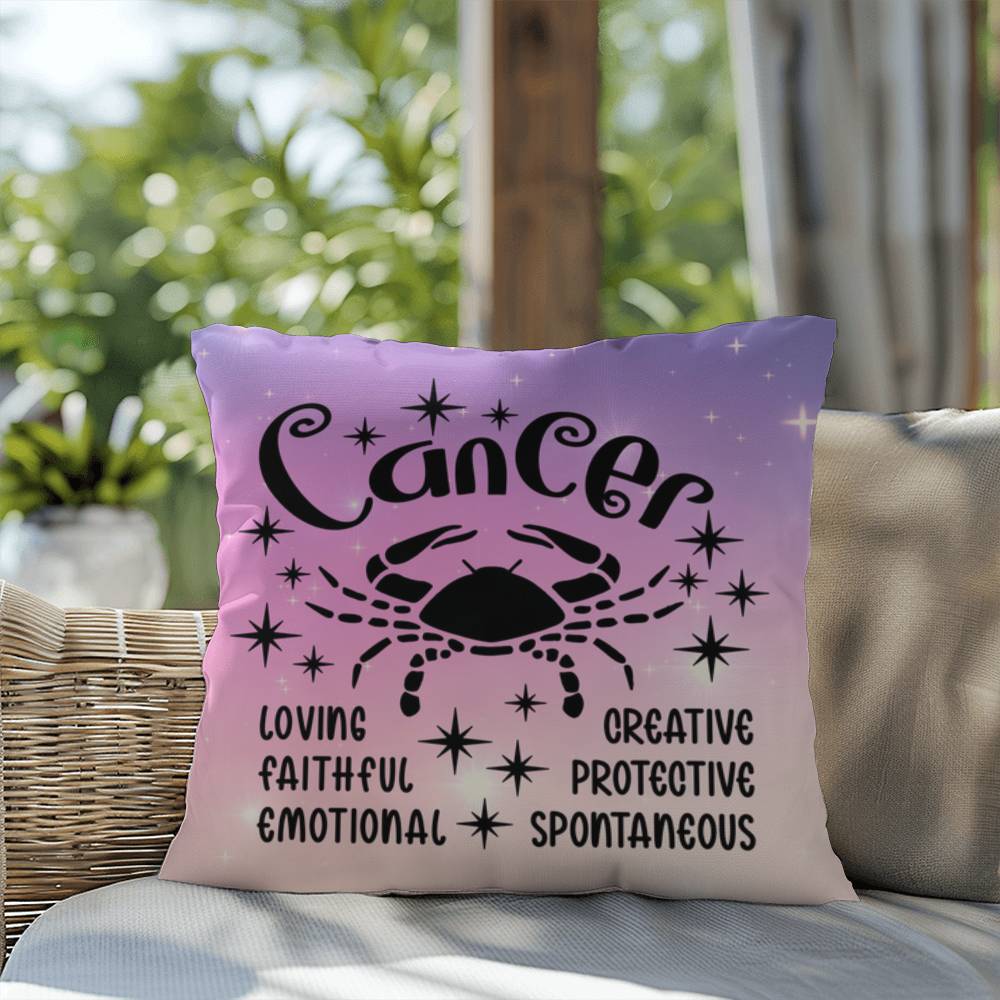 Cancer Indoor/Outdoor Pillow – Zodiac Astrology Decor, Boho Accent for Home & Patio