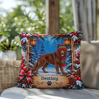 German Shepherd (Liver Coat) - Personalized Cabin Throw Pillow, Custom Name Gift for Dog Owners
