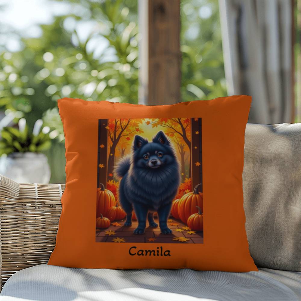Blue Pomeranian indoor outdoor pillow, custom dog cushion, cute pet lover accent throw pillow