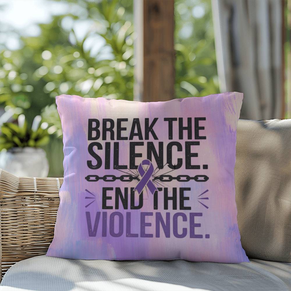 Rise & Reclaim Indoor/Outdoor Pillow – Break the Silence, End Violence