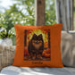 Chocolate and Tan Pomeranian indoor outdoor pillow, personalized dog cushion, pet decor gift