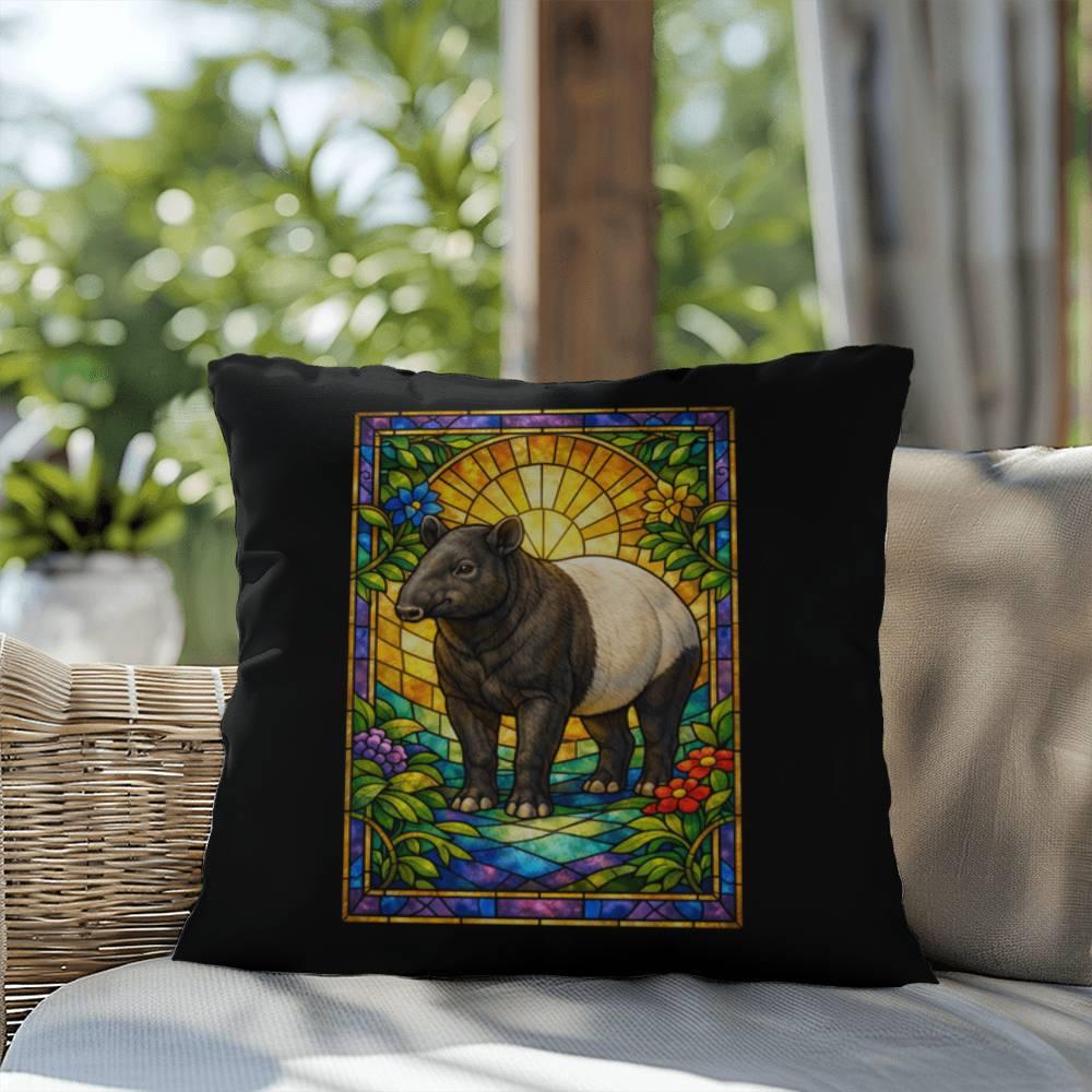 Shop our premium tapir stained glass style throw pillow from MySisterIsASurvivor.