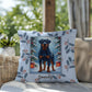 Rottweiler Blue Pillow - Guardian Rottweiler pillow, winter dog throw, indoor/outdoor home accent