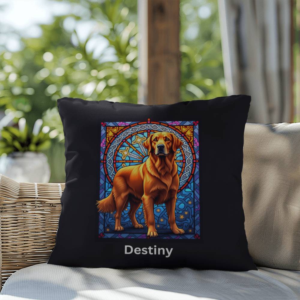 Red Golden Retriever indoor/outdoor pillow, custom dog lover throw pillow gift for pet parents
