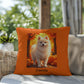 Cream Pomeranian indoor outdoor pillow, personalized dog cushion, cute pet lover gift decor